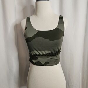 Offline By Aerie Camo Sports Bra Womens Small Stretch Medium Support‎ Green Gray